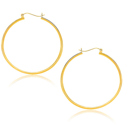 10k Gold Polished Hoop Earrings (1.5x40mm)