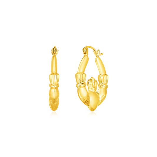 14K Gold Claddagh Symbol Hoop Earrings