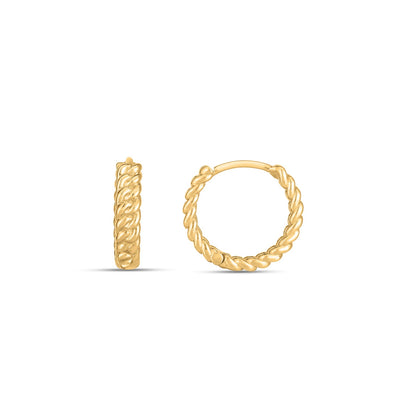 14k Gold Braided Huggie Hoops(3x12mm)