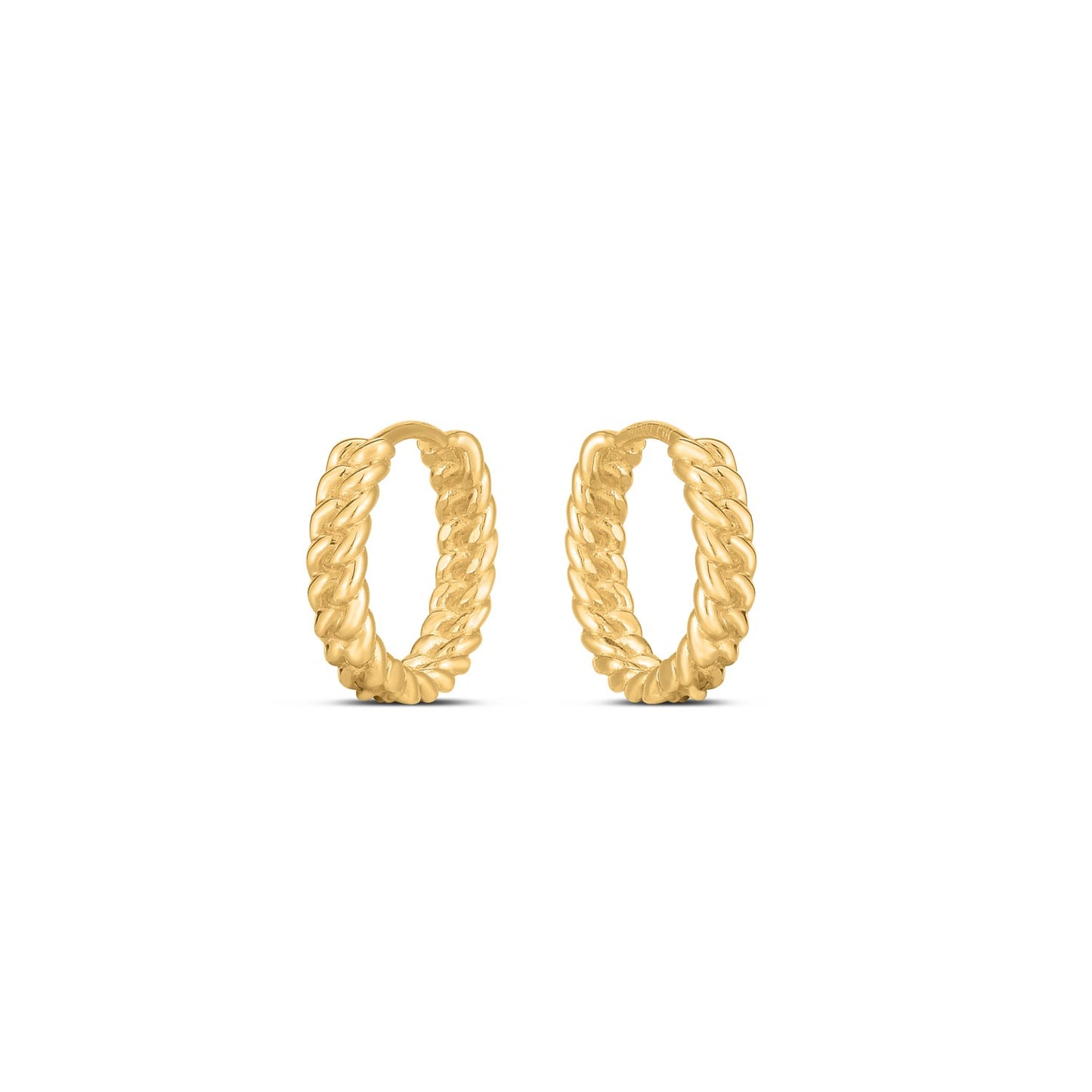 14k Gold Braided Huggie Hoops(3x12mm)