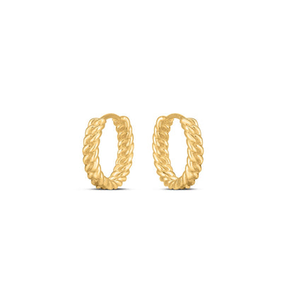 14k Gold Braided Huggie Hoops(3x12mm)