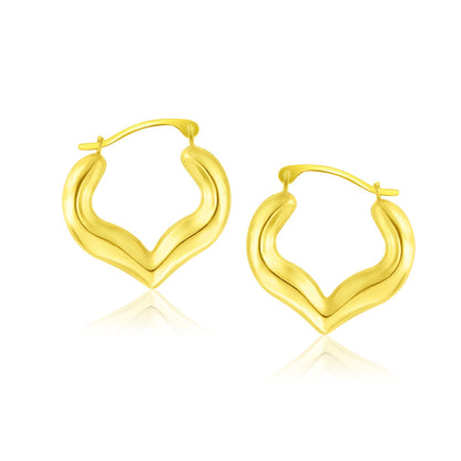 10k Gold Hoop Style Heart Shape Earrings