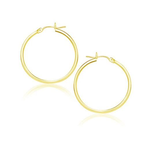 10k Gold Polished Hoop Earrings (2x25mm)