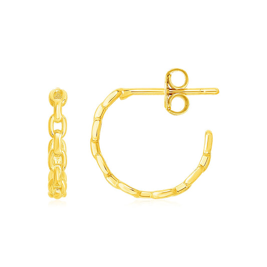 14k Gold Delicate Chain Hoop Earrings