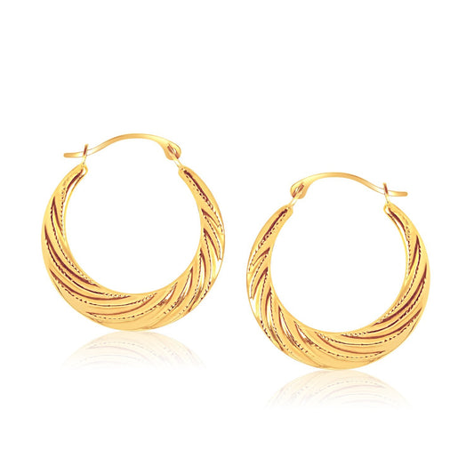 10k Gold Textured Graduated Twist Hoop Earrings