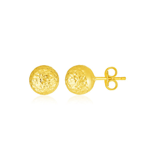 14k Gold Ball Earrings w/Crystal Cut Texture(5mm)