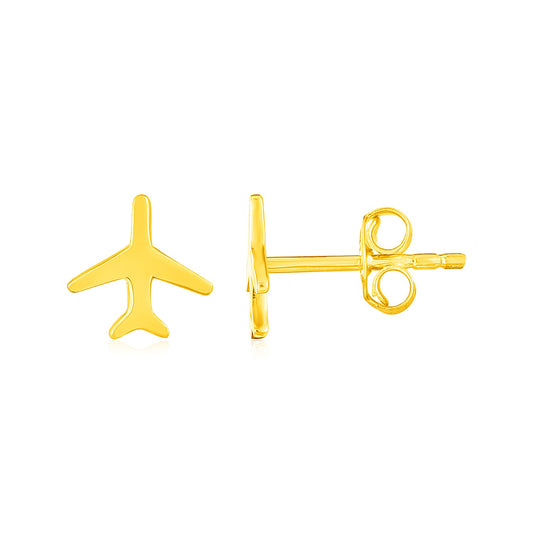 14K Gold Airplane Earrings