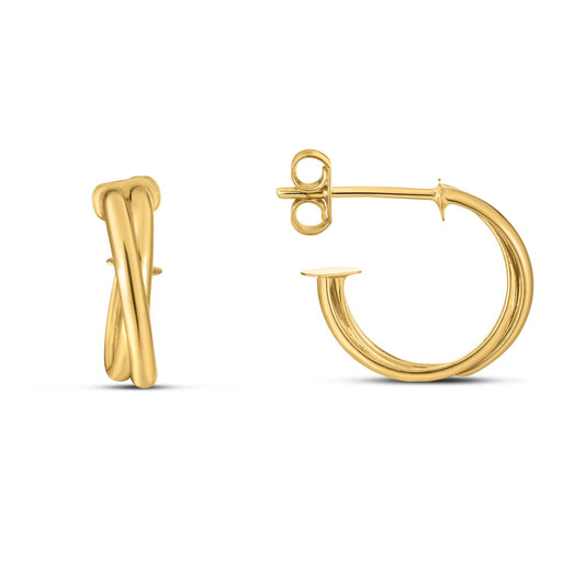 14k Gold Crossover Hoops