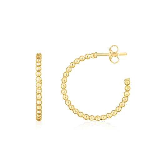 14K Gold Bead Hoop Earrings(2x23.4nn)