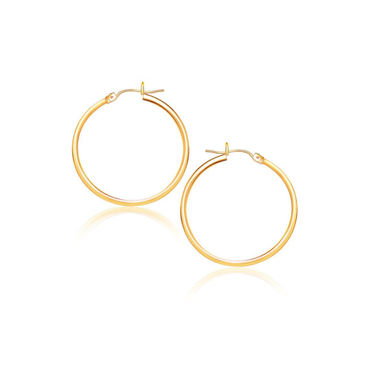 10k Gold Polished Hoop Earrings (2x40 mm)