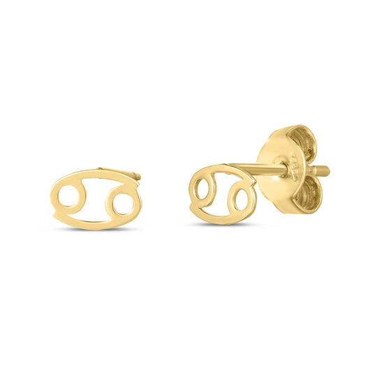 14k Gold Cancer Stud Earrings