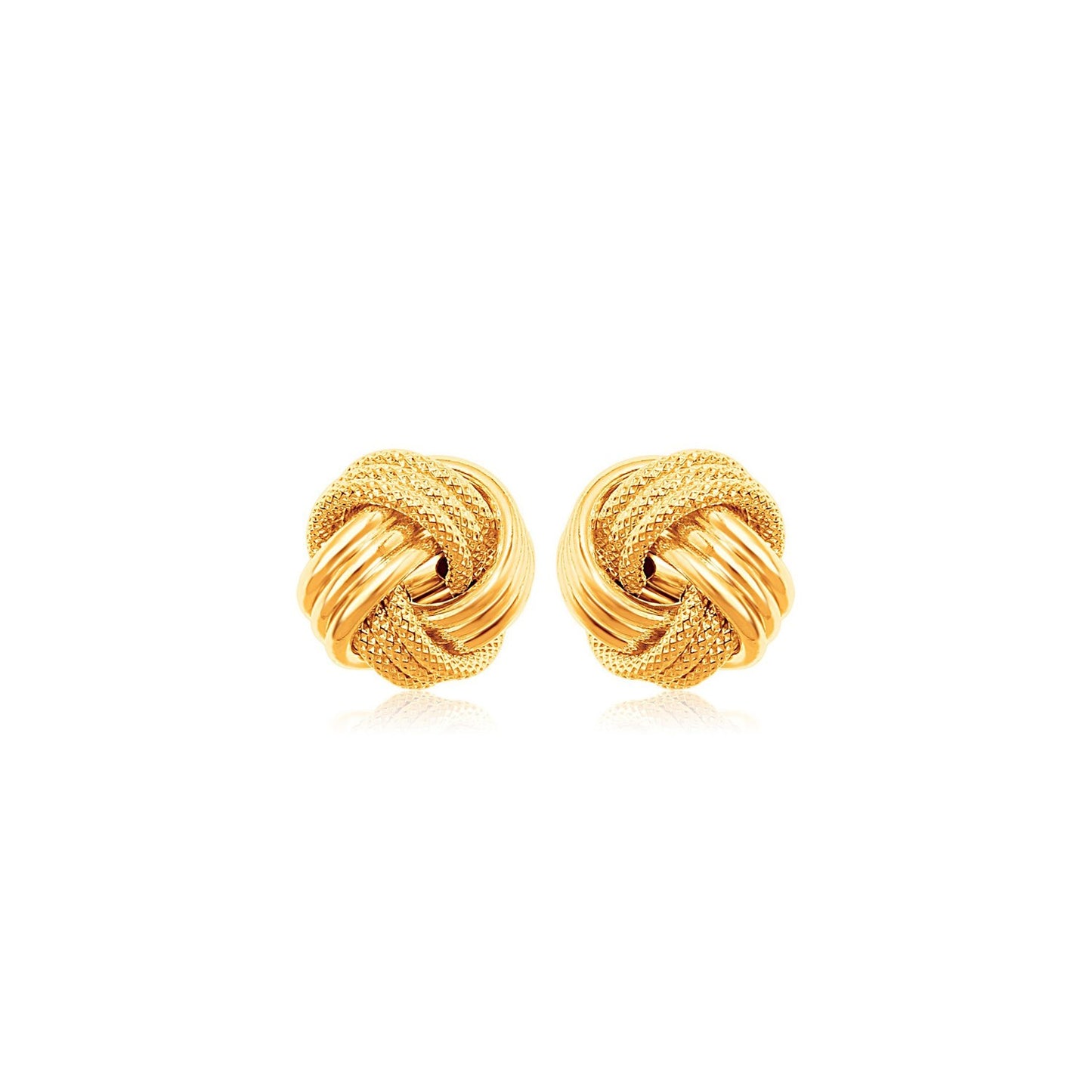 10k Gold Love Knot w/Ridge Texture Earrings