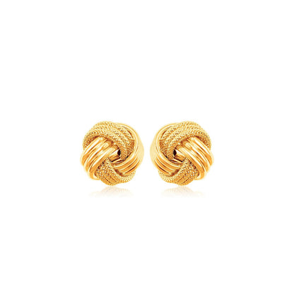 10k Gold Love Knot w/Ridge Texture Earrings