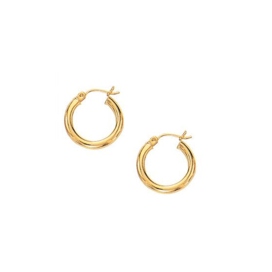 10k Gold Polished Hoop Earrings (3x15mm)