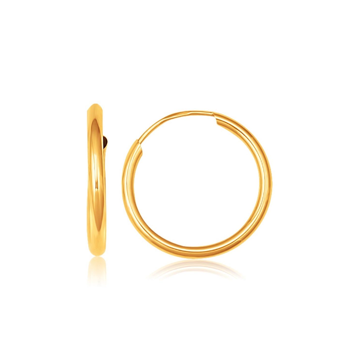 10k Gold Polished Endless Hoop Earrings (1.5x14mm)