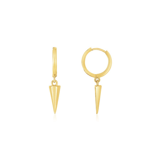 14K Gold Dangling Spike Drop & Hoop Earrings