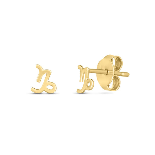 14k Gold Capricorn Stud Earrings